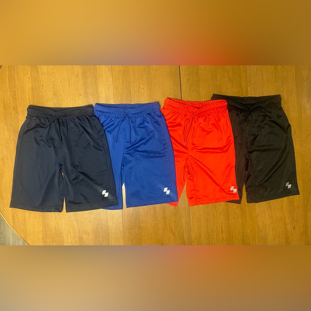 Kids Boys Set of Athletic Shorts Set - Black, Blue, Red, Navy